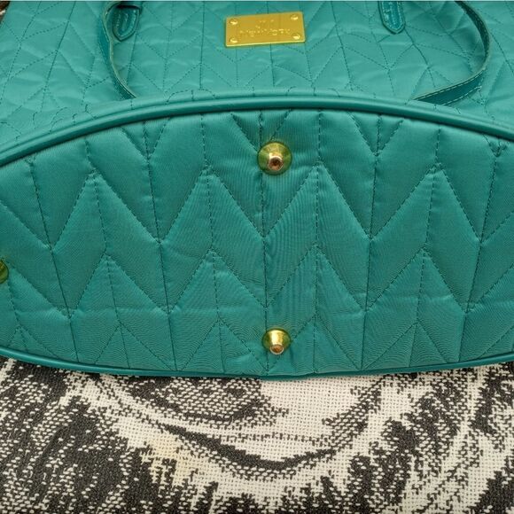 JM New York Nylon Quilted Turquoise Women's Tote B - Picture 8 of 8